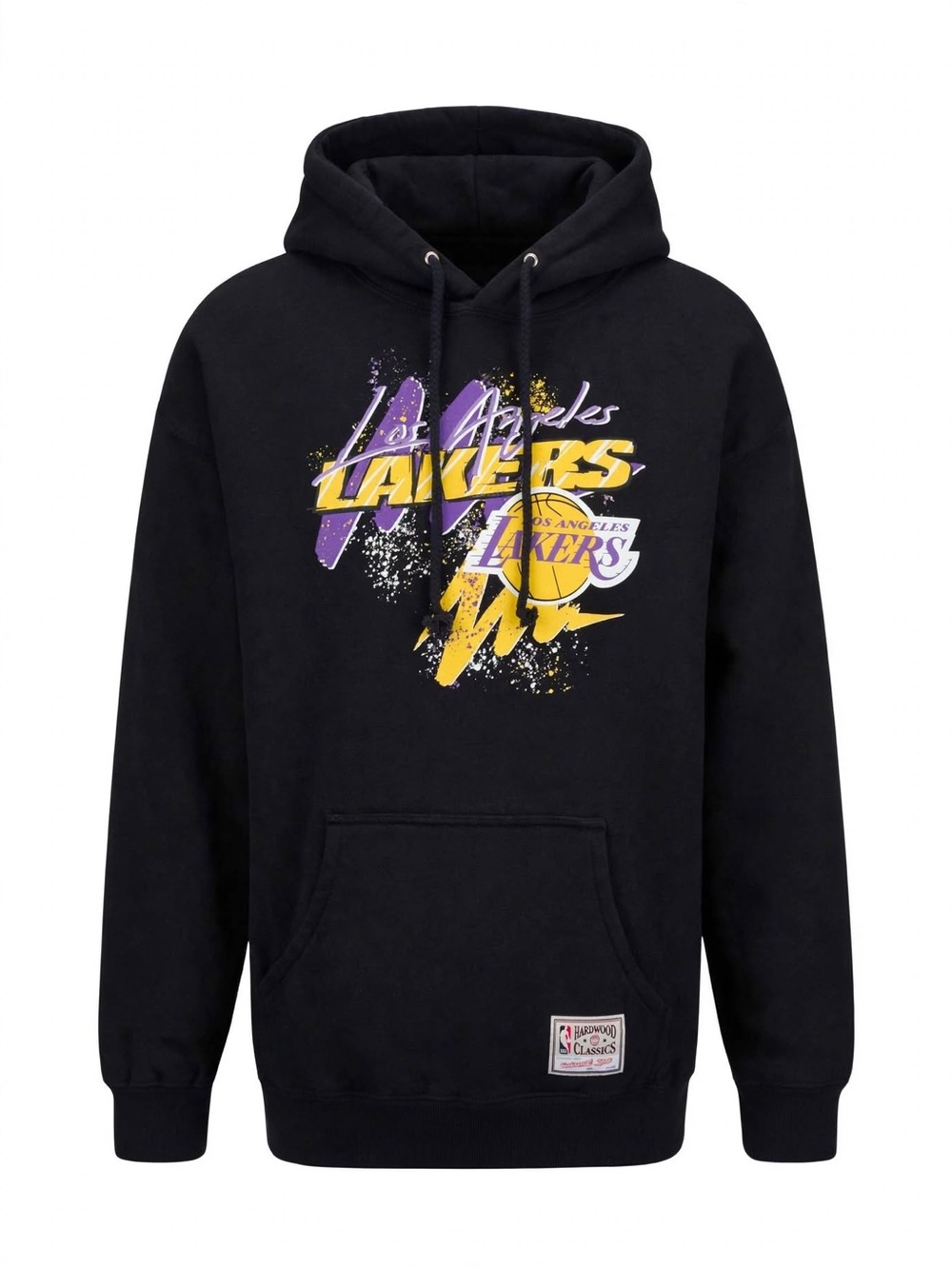 Mitchell & Ness Black Lakers Graphic Hoodie with Purple and Gold Logo